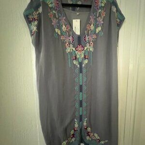NWT - Johnny Was (Large) lavender dress with floral motif on front and back.